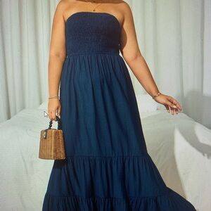 SHEIN Curve ruffle hem tube maxi dress